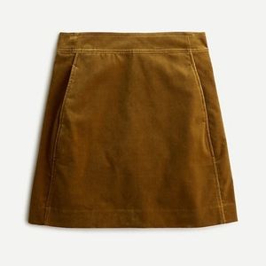 NWT J.Crew Velvet Skirt in Golden Brandy. Perfect for the holidays.